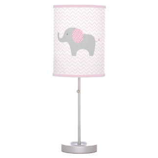 Pink Elephant Chevron Nursery Lamp