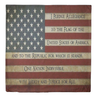 Vintage American flag Pledge Of Allegiance Duvet Cover