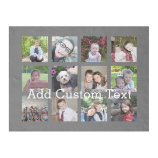 12 Photo Collage with Charcoal Gray Background Fleece Blanket