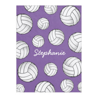 Custom Name Volleyball Purple Fleece Blanket