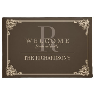 Corner Flourish Frame Custom Monogram Doormat