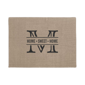 Modern Monogram & Rustic Burlap Effect Doormat