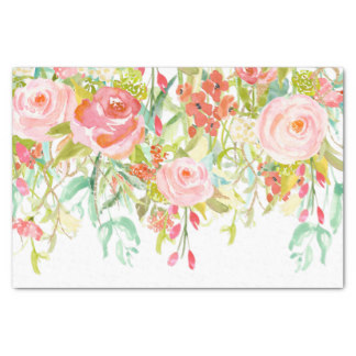 Pink Roses Watercolor Tissue Paper