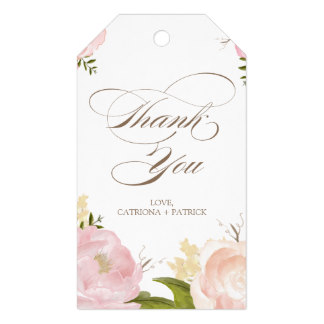 Romantic Watercolor Flowers Thank You Gift Tag