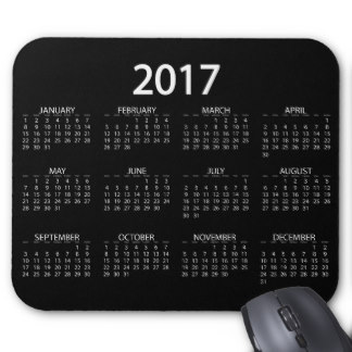 2017 Black and White Classic Calendar Dates Mouse Pad