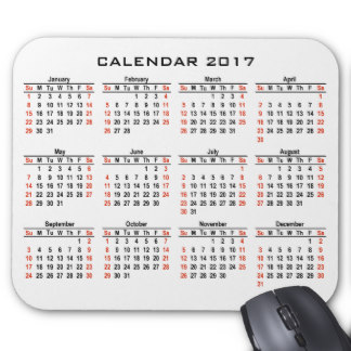 Calendar 2017 mouse pad