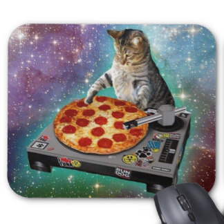 Space Cat Spinning Pizza Turntable Mouse Pad