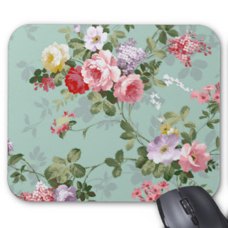 Vintage Elegant Pink Red Roses Pattern Mouse Pad