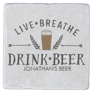 Beer Love Hipster Live Breathe Drink Beer Custom Stone Coaster