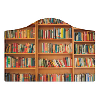 Bookshelf Books Library Bookworm Reading Door Sign