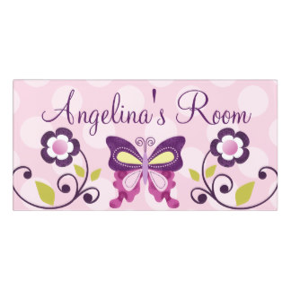 Butterfly Lane Purple Kid's Baby Nursery Door Sign