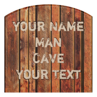 Personalized Man Cave Signs Cool Rustic Wood Look Door Sign