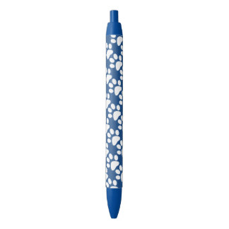 blue and white pet paw prints blue ink pen