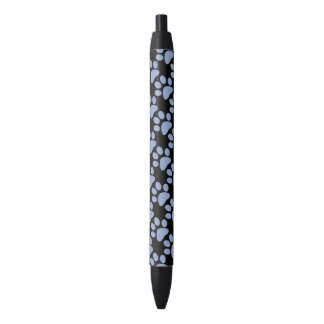 blue serenity pet paw print pattern on black black ink pen