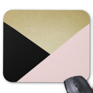 Chic Gold Black Pink Abstract Pattern Mouse Pad