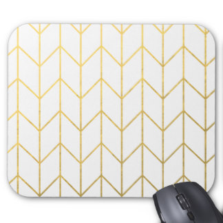 Gold Chevron White Background Modern Chic Mouse Pad