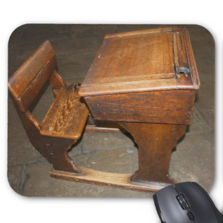 Old  Wooden School Desk and Chair Mouse Pad