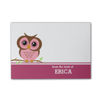 Pink Owl Personalized Post-it Notes