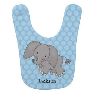 Blue Polka Dot Elephant Personalized Bib