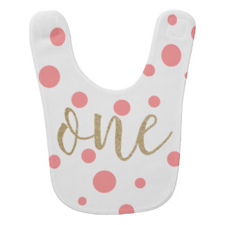 Pink & Gold Glitter First Birthday Bib