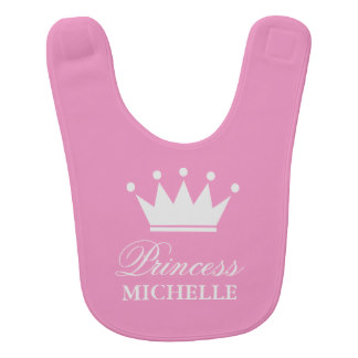 Pink princess crown baby bib for little baby girl