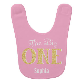 The Big One Pink Gold 1st Birthday Personalized Bib