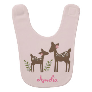 Pink Deer Baby Bib