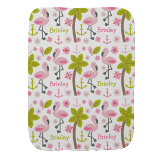 Pink Flamingos Personalized Burp Cloth