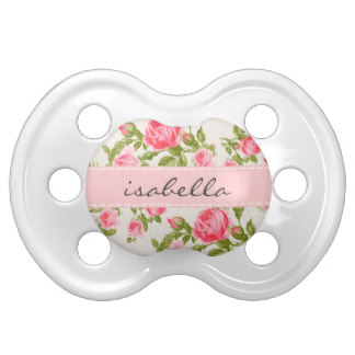 Girly Vintage Roses Floral Monogram Pacifier