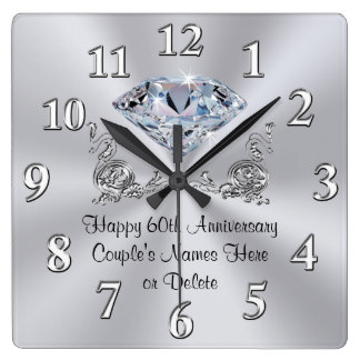 Diamond Personalized 60th Anniversary Gifts CLOCK