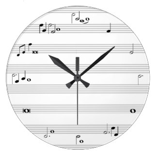 Music note time clock - black and white