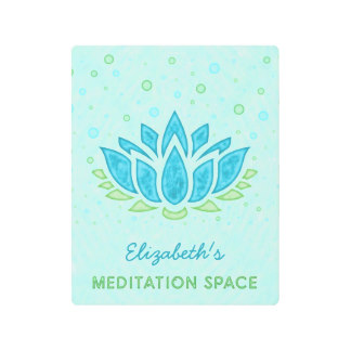 Meditation Space Blue Lotus Flower Zen | Name Metal Photo Print