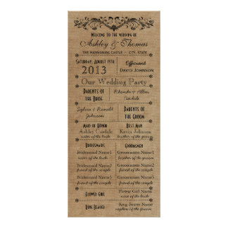 Vintage Rustic Typography Style Wedding Programs