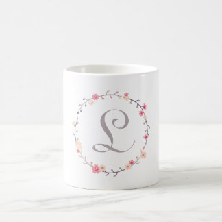 Floral Wreath Monogram Coffee Mug