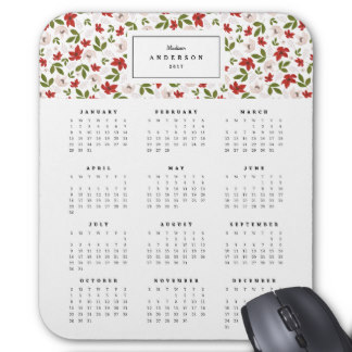 Festive Florals Yearly Calendar Mousepad