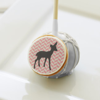 Cute deer fawn baby gender reveal chevron geometri cake pops