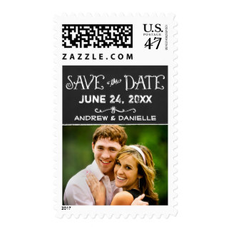 Save the Date Postage | Black Chalkboard Charm