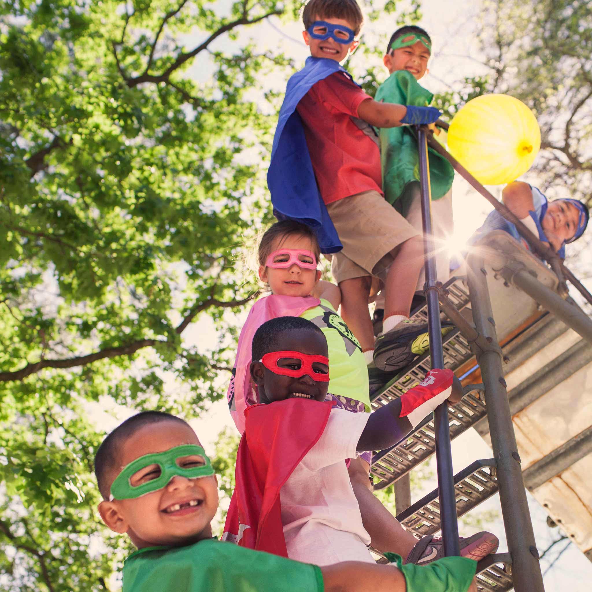 Youth Red Superhero Costume with Lightning Bolt