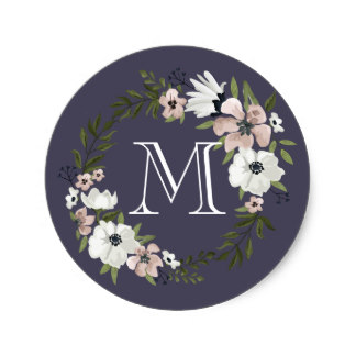 Lovely Floral Round Sticker - purple