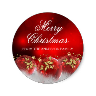 Red & Gold Holly Baubles Christmas Sticker