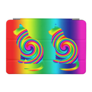 Cat Shaped Rainbow Twirl iPad Mini Cover