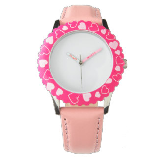 Montre de coeur de rose d'acier inoxydable, montres