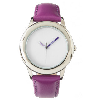 Montre pourpre de bracelet en cuir d'acier montres cadran