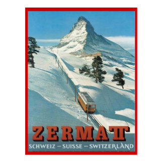 Deportes de invierno del vintage, esquí Zermatt, S Postal