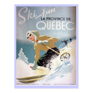 Poster del esquí del vintage, Quebec Postal