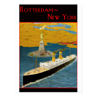 Poster del viaje del vintage: Rotterdam - Nueva Yo Postal