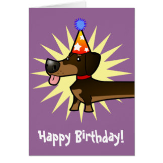 Dachshund del cumpleaños (negro y moreno) tarjeta de felicitación