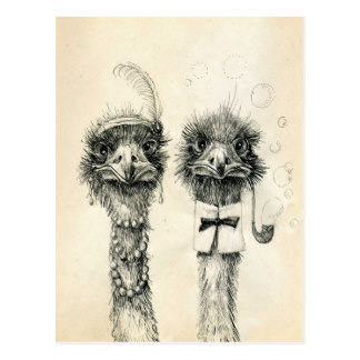 Herr und Frau Ostrich Postkarte