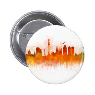 Barcelona Skyline watercolor v03 Chapa Redonda De 5 Cm