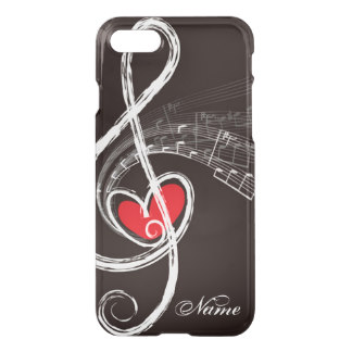 I negro del Clef agudo de la MÚSICA del CORAZÓN Funda Para iPhone 7